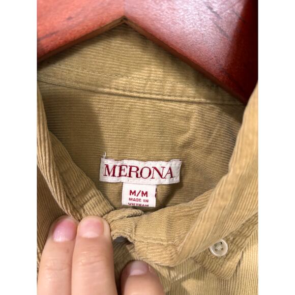 Merona Men’s Corduroy Camel Button Up Size Medium - Picture 5 of 6